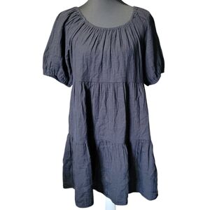 NWT Old Navy black puff sleeve tiered dress Size M